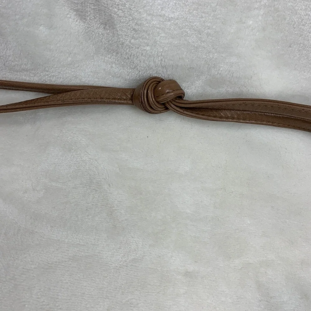 SAS Vintage Natural Tan Beige Brown‎ Leather Shoulder Bag Purse Knot Strap VTG